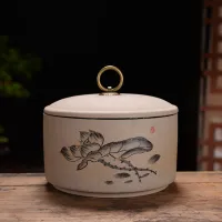 Exquisite Ceramics Tea Caddy Portable Sealed Jar Travel Tea Storage Spice Tea Boxes Coffee Canister Biscuit Tea Storage Tank