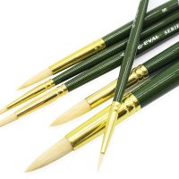 6 pcs Artist Bristle Hair Aluminum Quality Gold Green Student Art Drawing Material Oil Painting Watercolor Round Set supplies Artist Brushes Tools