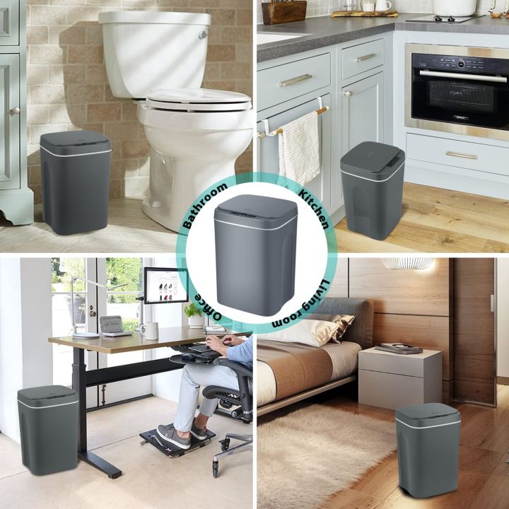 ถังขยะทรงถังถังทิ้งขยะอัตโนมัติถังขยะสำหรับ-j05ตะกร้าแบบสัมผัสใช้ในครัวถังขยะใช้ในห้องน้ำแบบอัจฉริยะ16l
