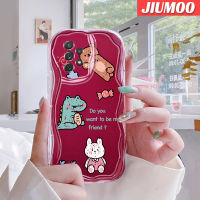 JIUMOO เคสปลอกสำหรับ Samsung Galaxy A72 4G A72 5G เคส A71ลายการ์ตูนจระเข้น่ารักขอบเป็นคลื่นป้องกันเลนส์กล้องเนื้อครีมซิลิโคนโปร่งใสเคสนิ่มกันกระแทก