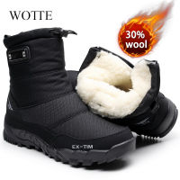 Snow boots Men Hiking Shoes Waterproof Winter Boots With Fur Winter Warm Shoes Non-slip Outdoor Men Boots Platform Thick Plush