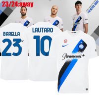 เสื้อยืดฟุตบอล2023/2024 LAUTARO J.correa BARELLA BASTONI CALHANOGLU THURAM Home ฟุตบอลชาย