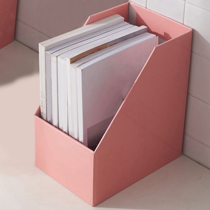 2x-kraft-paper-magazine-rack-bookend-large-book-stand-file-holder-foldable-documents-organizer-office-storage-rack