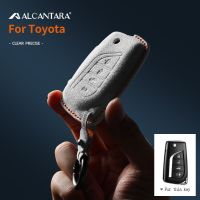 Alcantara 4กุญแจรถยนต์ปุ่มกดเคสสำหรับโตโยต้าไฮลักซ์วีโก Yaris คีย์พลิกจากระยะไกล Fob อุปกรณ์ตกแต่งรถยนต์ป้องกัน