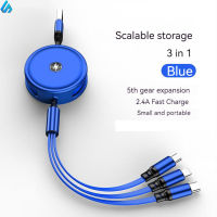 ESTO In Stock 3 In 1 Fast Charging Cable Multi Port 3a Fast Charge Data Cable Retractable Compatible For Huawei Android