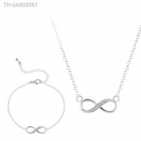 ♙ Kinitial 2pcs New Infinity Cross Crystal Dangle Bracelet Necklace Sets Bridal Wedding Party Jewelry Set Pendientes Mujer Bijoux