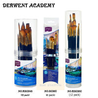 DERWENT ACADEMY พู่กันกลม พู่กันแบน ( เซตในกล่อง 12 อัน , เป็นแพ็ค 6 อัน )