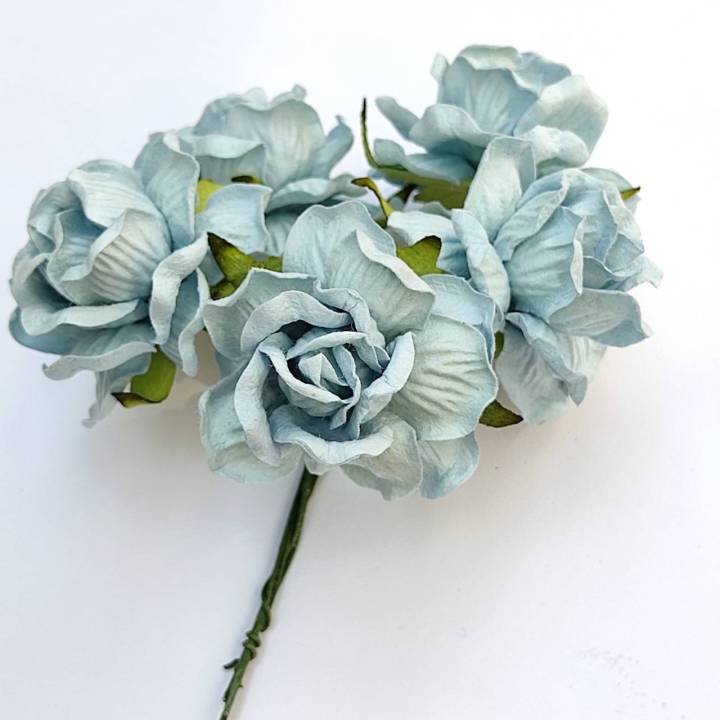 5-ดอก-ดอกไม้กระดาษ-ฟ้า-bu1-ดอกไม้ประดิษฐ์-ดอกกุหลาบ-45-มม-ดอกไม้กระดาษสา-ดอกไม้ทำมงกุฎ