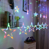 110220V EUUS LED Christmas Star And Moon Garland Curtain Lights Wedding String Fairy Lights For Holiday Wedding Decoration