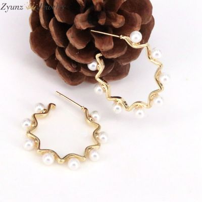 5 Pairs, Trendy Korean Elegant Pearl Shell Stud Earrings Copper Handmade Charm Earrings for Bride Wedding Jewelry Gift