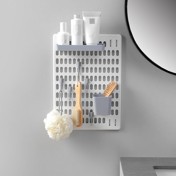 hole-board-wall-shelf-hooks-self-adhesive-storage-rack-desk-room-various-earphone-remote-control-storage-accessories