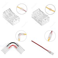 COB LED Strip Connector Fast Connectors For 2pin 8/10mm 2pin SMD COB 5050 2835 Single Color LED Tape Solderless Right Angel Wire