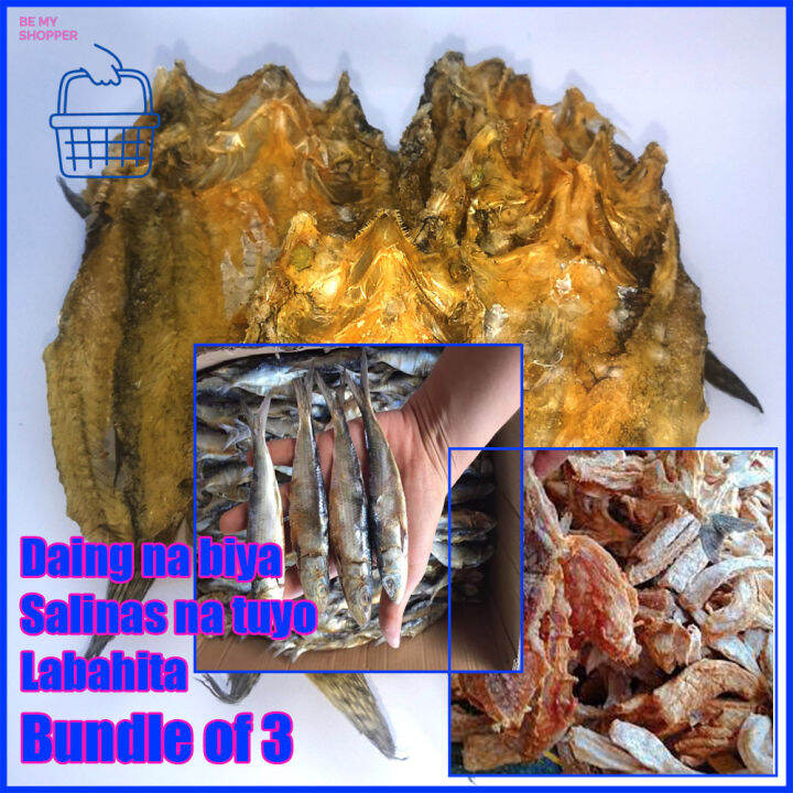 Bundle of 3 Daing na biya, Salinas na Tuyo & Dried Labahita freshy