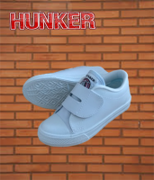 Hunker  รองเท้าผ้าใบหนังนักเรียน สีขาว  รุ่น H-2