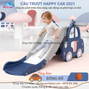 Cầu trượt cho bé Happy Car 2021, họa tiết ngộ nghĩnh