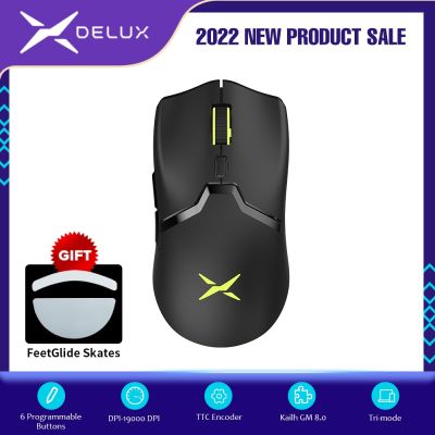 Delux M800PRO PAW3370 RGB Optical Wireless Gaming Mouse 19000 DPI Wired Programmable Ergonomic Mice Rechargeable For Windows Mac