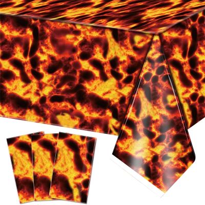 Lava Tablecloth Party Decorations Volcano Plastic Table Covers Party Supplies Home Decor Outdoor Picnic Disposable Table Cloths