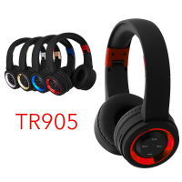 TR905 หูฟังบลูทูธแบบสวมหัว FM การ์ดกีฬาดนตรีชุดหูฟังไร้สายหลายสีพับได้ .