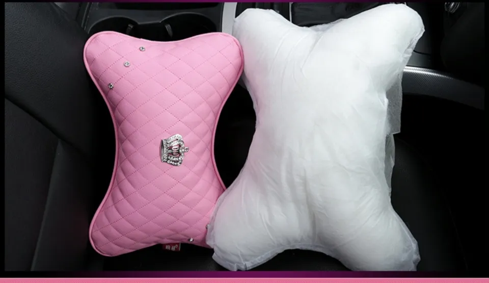 Car Headrest Pillow Luxury Diamond Pattern Car Headrest Neck