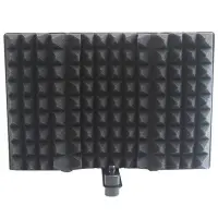 Mini Microphone 3 Panels Foldable Windscreen Acoustic Screen Foam Accessory Part with Stand for Recording Live Broadcast LO-PS58