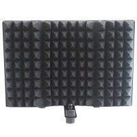 Mini Microphone 3 Panels Foldable Windscreen Acoustic Screen Foam Accessory with Stand for Recording Live Broadcast LO-PS58