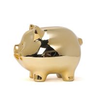 2020 Ceramic Decoration Piggy bank Promotional Golden Pig shape coin saving bank children birthday gift money storage box
