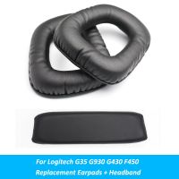 ◈♠ﺴ Black Replacement Ear Pads Cushion Earpads Headband Parts For Logitech G35 G930 G430 F450 Headphones Accessory