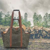 Waterproof Wax Canvas Outdoor Large Capacity Log Carrier Tote Durable Firewood Holder Storage Bag Hearth Stove Tools Set