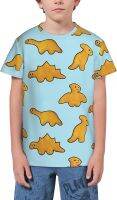 Cute Dinosaur Chicken Nuggets T- Shirt Short Novelty for Boys and Girl