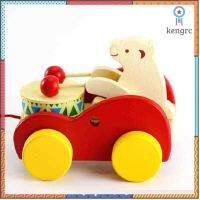 Sugar free 129 ของเล่นไม้รูปไก่และหมีลากจูงมีเสียง Chic or Baer drum pull along wooden toy ช่วยเสริมสร้างทักษะ ยอดขายดีอันดับหนึ่ง