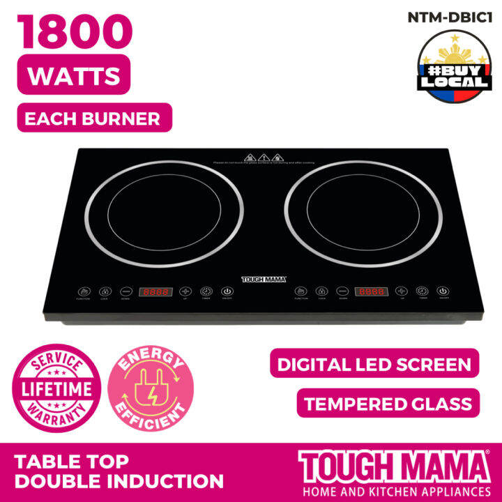 Tough Mama Double Induction Cooker NTMDBIC1 Table Top Tempered Crystal Glass Digital LED screen