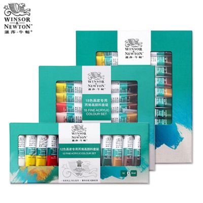 WINSOR&amp;NEWTON 12/18/24 Colors Professional Acrylic Paints Set 10ml Hand Painted Wall Painting Textile Paint Brightly Colored