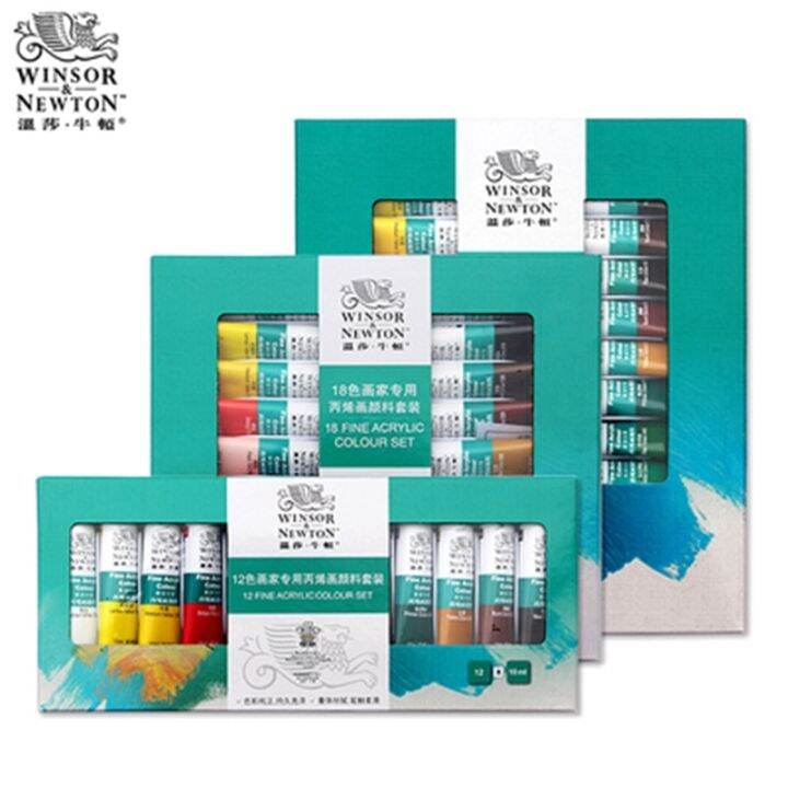 winsor-amp-newton-12-18-24-colors-professional-acrylic-paints-set-10ml-hand-painted-wall-painting-textile-paint-brightly-colored