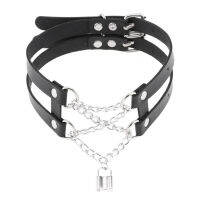 ชาวเยอรมัน Chokers สร้อยคอสำหรับผู้หญิงสาวล็อคโซ่หนัง C Hocker หัวเข็มขัดปกเทศกาลอุปกรณ์โกธิค