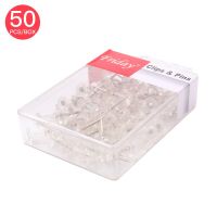 50pcs Push Pins Transparent Plastic head with Metal Point Thumb Tacks Marking Pins Wall Tacks Map Pins for Bulletin Cork Board Clips Pins Tacks