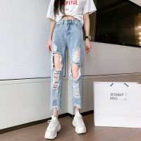 New Korea Fashion Vintage Ripped Boyfriend Jeans For Women Fashion High Waist Blue Jeans Plus Size Denim Pants Pantalones