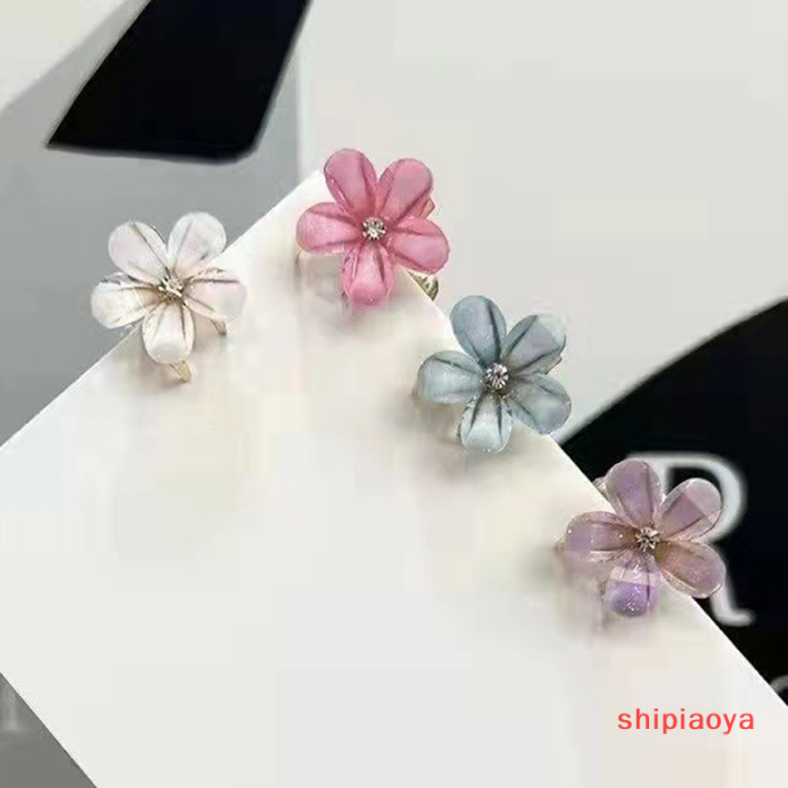 shipiaoya-เซ็ต4ชิ้นแฟชั่นใหม่ล่าสุดกิ๊บหนีบผมรูปดอกไม้ขนาดเล็กเครื่องประดับผมผมหางม้ากิ๊บติดผมม้าสาวแฟชั่นน่ารักของขวัญเครื่องประดับศีรษะดอกไม้