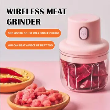 250ML Pink USB Wireless Electric Garlic Masher Sturdy Press Mincer  Vegetable Chili Meat Grinder Food Chopper Kitchen Tools