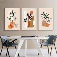 2023 ✷✉ Nordic Morandi Color Abstract Geometric Vase Plant Leaves Canvas Painting Posters and Prints Small Fresh Wall Pictures Home Deor