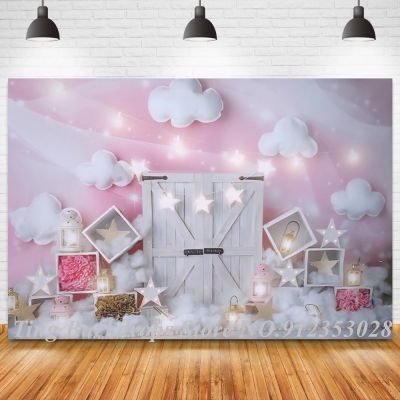 Newborn Baby Art Photo Background Stars White Wood Door Lanterns Children Portrait Backdrops Photography Vinyl Poster