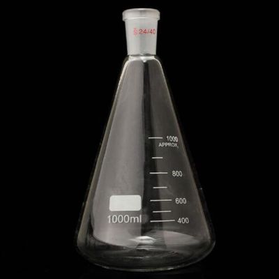 Yingke ขวดทดลองพลาสติกแก้ว24/40 1000มล./1l บีเกอร์ทรงกรวยอุปกรณ์เครื่องแก้วเคมีสำหรับห้องปฏิบัติการ