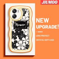 JIUMOO เคสสำหรับ Realme V23 5G V23i 5G Narzo 50 5G Q5i 5G K10 5G เคสลายการ์ตูนดอกไม้ธรรมดาแฟชั่นขอบคลื่นป้องกันเลนส์กล้องเคสโทรศัพท์โปร่งใสน่ารักเคสนิ่มใสกันกระแทก