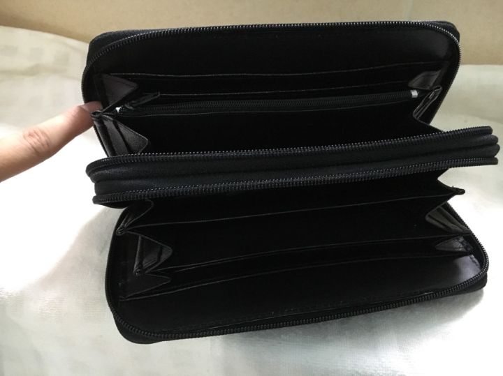 กระเป๋าสตางค์-king-college-ทรงยาว-สีดำ-หนังคุณภาพดี-มีซิป-2-ช่อง-ด้านในมีช่องใส่นามบัตรได้เยอะ