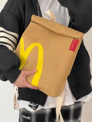 【CC】 Canvas Messenger French Fries Crossbody Large M Printed Backpacks Students
