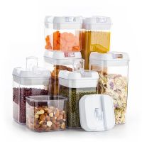 Whole Grain Plastic Food Storage Container Creative Sealed Easy Button Transparent Grain Kitchen Storage Box