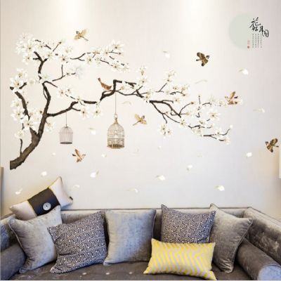 Nature-inspired Wall Decor Cherry Tree Decal Flower Branch Decal Tree Mural Decoration Cherry Blossom Wall Stickers