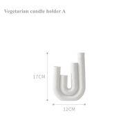 เชิงเทียนเซรามิกสีขาวสไตล์นอร์ดิกสแกนดิเนเวีที่วางเทียนรูปตัวยูเทียนสมัยใหม่ขาตั้งตกแต่งเครื่องประดับสำหรับงานแต่งงาน
