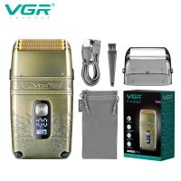 VGR Electric Shaver Professional Shaver Metal Beard Trimmer Titanium Blade Triple Foil Shaver For Bald Head LED Display V-335