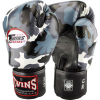 Twins special Boxing Gloves FBGV-UG Gray 8,10,12 oz Muay Thai Sparring MMA K1 นวมซ้อมชกทวินส์ สเปเชี่ยล ลายทหารสีเทา หนังแท้ 100%