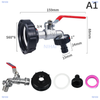 NIHAI อะแดปเตอร์ถัง S60X6เกลียวหยาบในสวนเชื่อมต่อได้อย่างรวดเร็วก๊อกน้ำถังโลหะผสมก๊อกน้ำขนาด1000ลิตรอุปกรณ์วาล์วอุปกรณ์เสริมสำหรับถัง